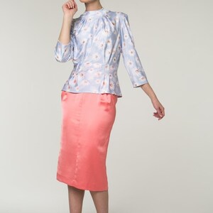 Blouse CIARA floral print Italian fabric inspired by 1940s fashion image 2