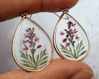 Flower resin Earrings, Resin jewelry, Pressed flower Jewellery, Botanical earrings, Flower earrings, Christmas gift with natural touch