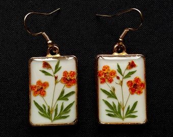 Pressed Flower Earrings, Resin Jewellery, Botanical earrings, dried flower Jewelry, Real Flower Jewellery, gift for mother, Valentine gift