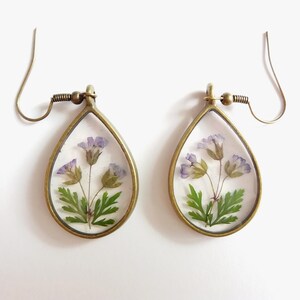 Botanical Earrings, Pressed Flower Earrings, Flower Resin Jewellery, Real flower Jewelry, dried flower jewellery gift, Valentine gift