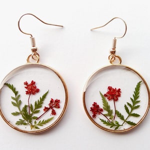 Pressed flower earring, Resin jewellery, Real flower Jewelry, Botanical earring, Flower resin earring, Mothers gift with natural touch image 1