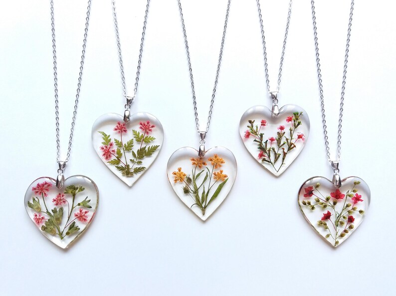 Collier fleurs pressées, bijoux vraies fleurs, collier fleurs botaniques, collier en argent sterling, cadeau floral Saint-Valentin image 8