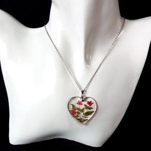Pressed flower Necklace, Real Flower Jewellery, Botanical flower necklace, Sterling silver necklace, floral Valentines gift image 4