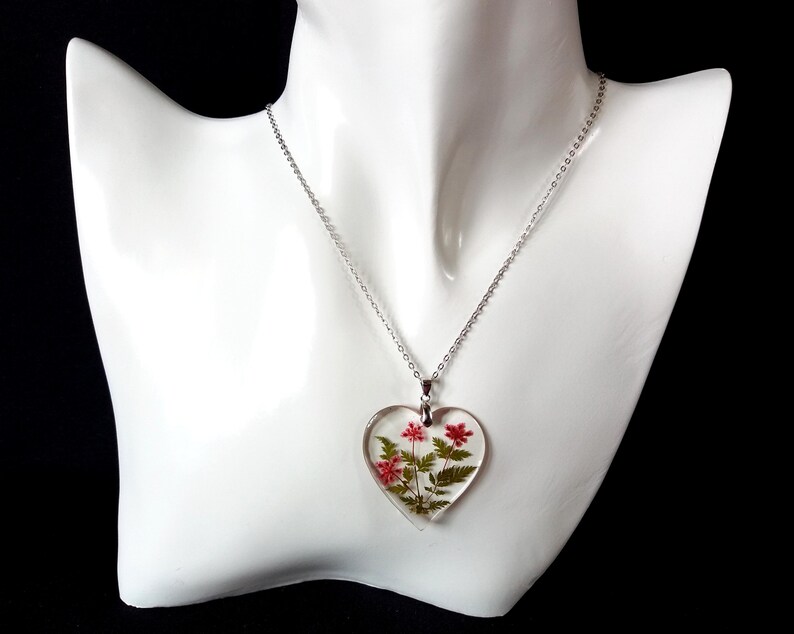 Pressed flower Necklace, Real Flower Jewellery, Botanical flower necklace, Sterling silver necklace, floral Valentines gift image 4