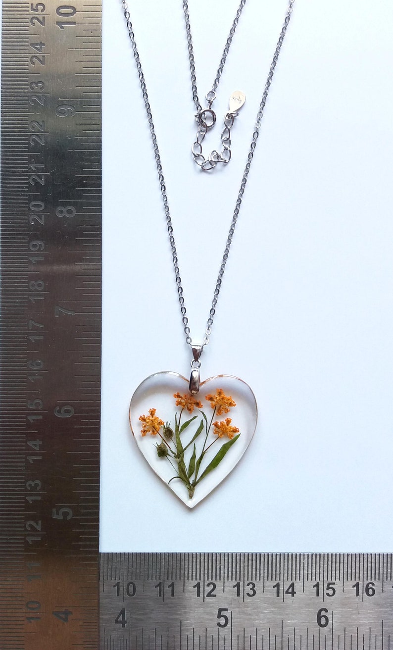 Pressed flower Necklace, Real Flower Jewellery, Botanical flower necklace, Sterling silver necklace, floral Valentines gift image 9