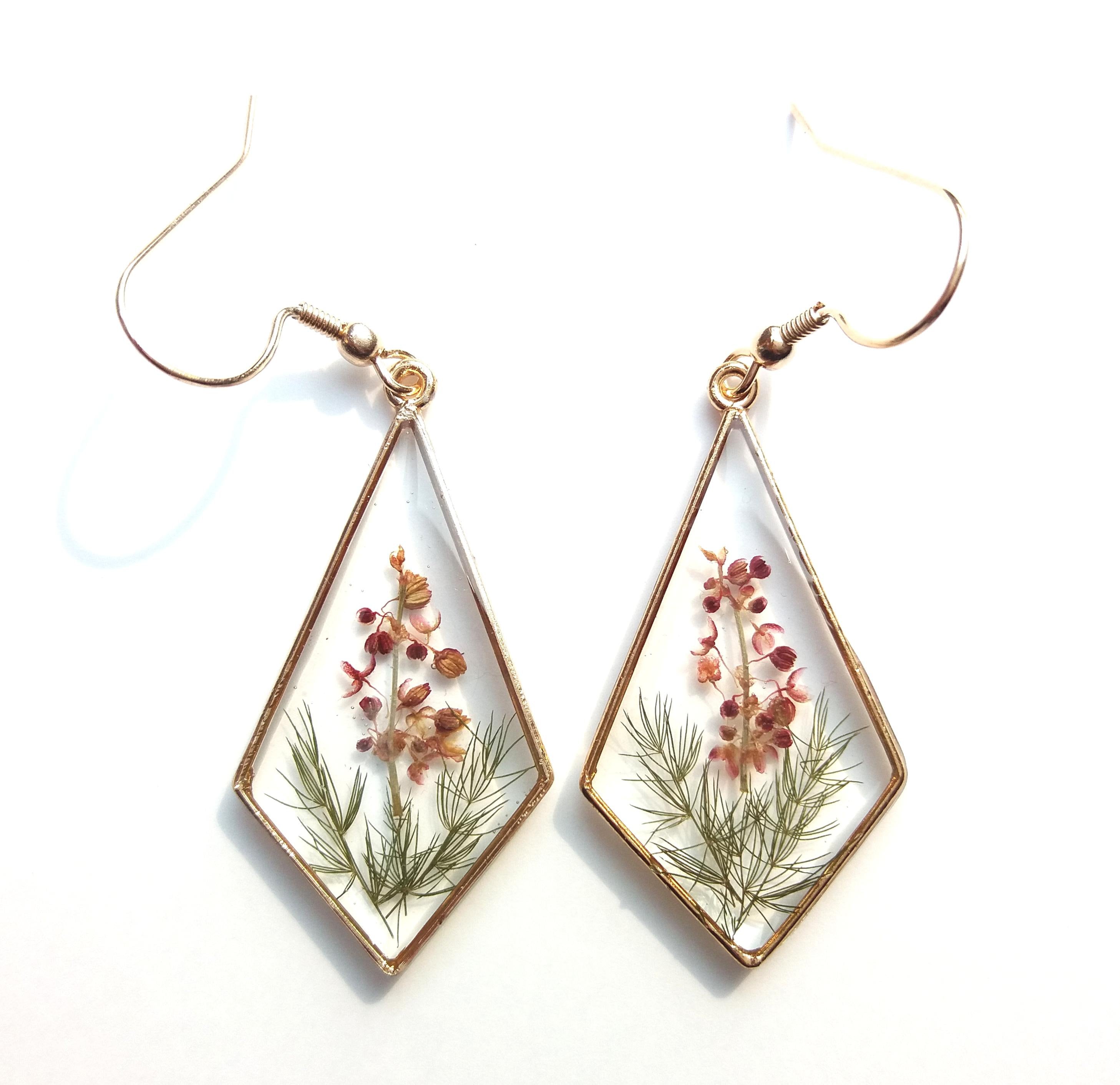Dainty Flower Resin Earrings Resin Jewelry Pressed Flower Etsy Australia