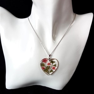 Collier fleurs pressées, bijoux vraies fleurs, collier fleurs botaniques, collier en argent sterling, cadeau floral Saint-Valentin image 3
