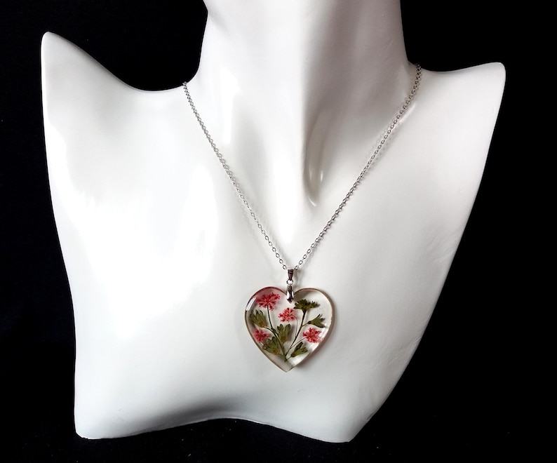 Geperste bloemenketting, echte bloemsieraden, botanische bloemenketting, sterling zilveren ketting, bloemenvalentijnscadeau afbeelding 3