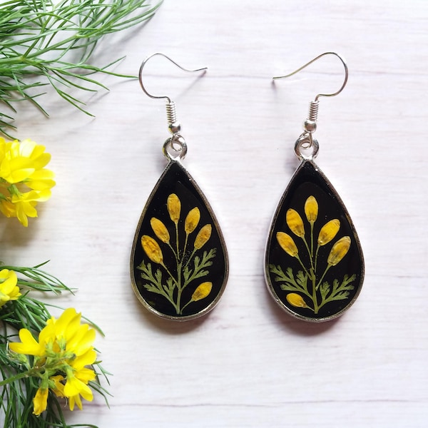 Pressed Flowers Earrings, Real flower Jewellery, Christmas gift, flower resin Jewelry, Botanical earrings, Nature lovers gift