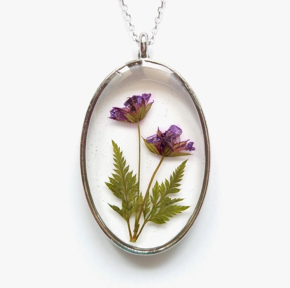 Pressed Flower Necklace Real Flower Jewellery Botanical Flower