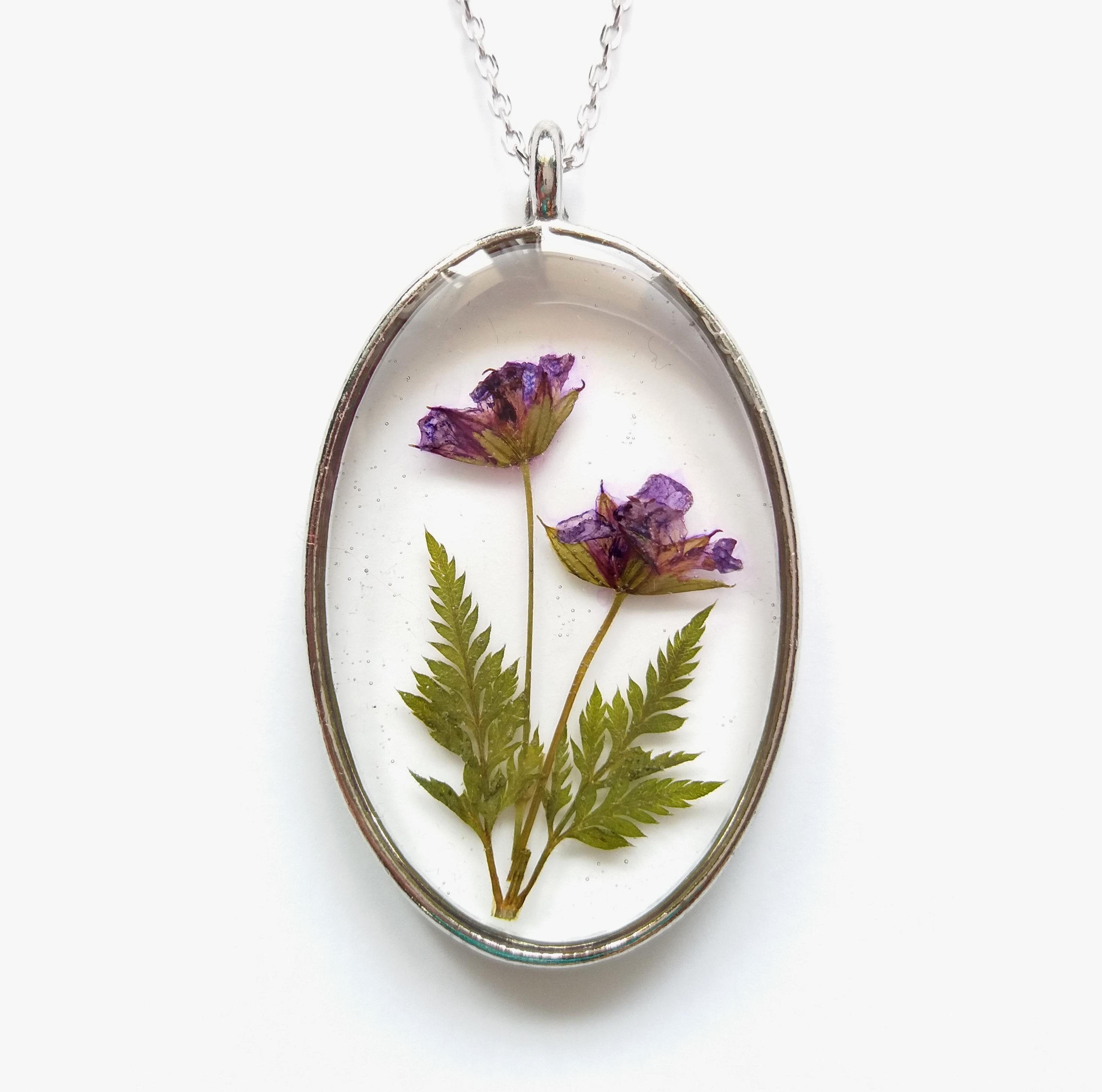 Pressed Flower Necklace Real Flower Jewellery Botanical Etsy