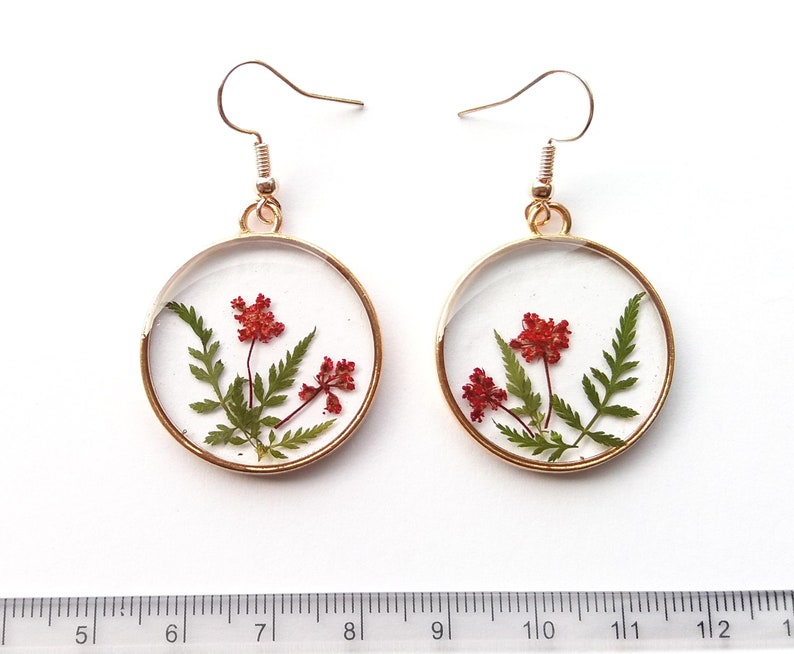 Pressed flower earring, Resin jewellery, Real flower Jewelry, Botanical earring, Flower resin earring, Mothers gift with natural touch image 5