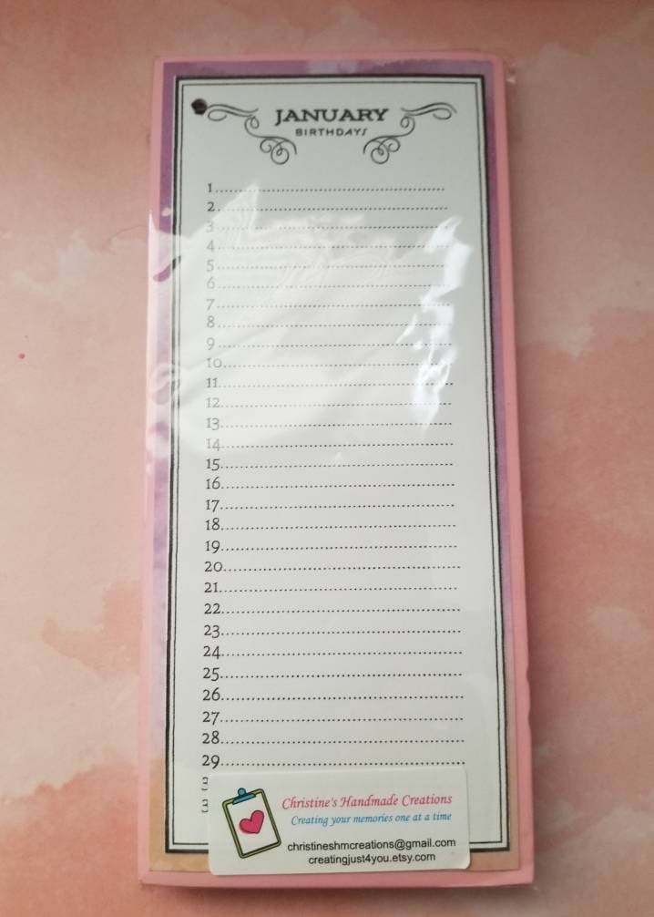 Monthly Birthday Reminder Calendar - Etsy