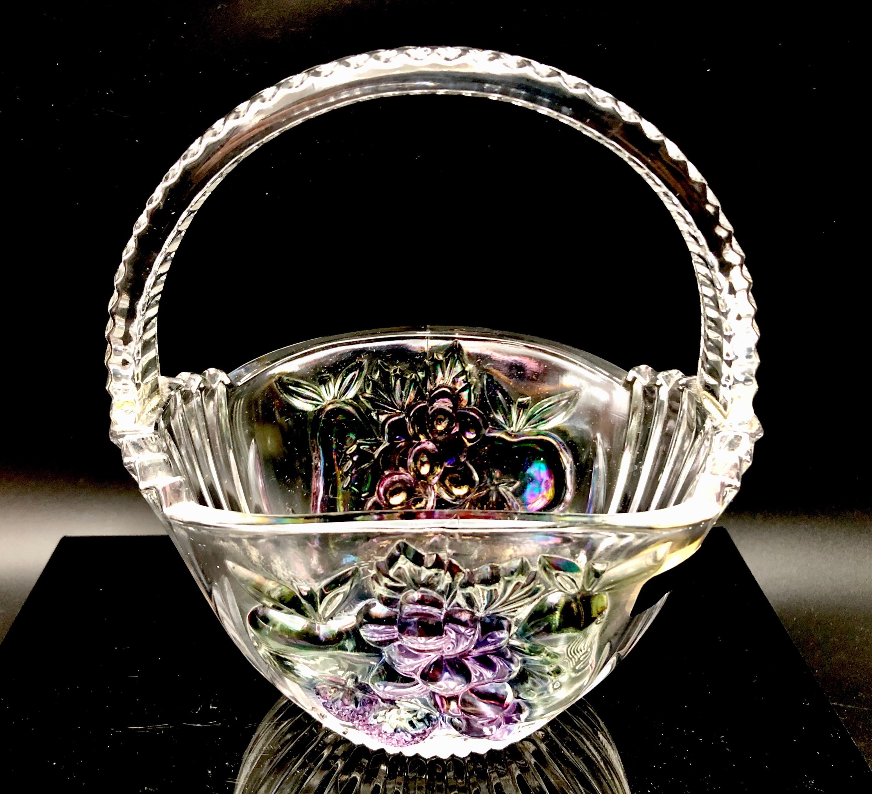 6 1/2 Tall 24 Lead Crystal Basket with Purple Grape Design Etsy
