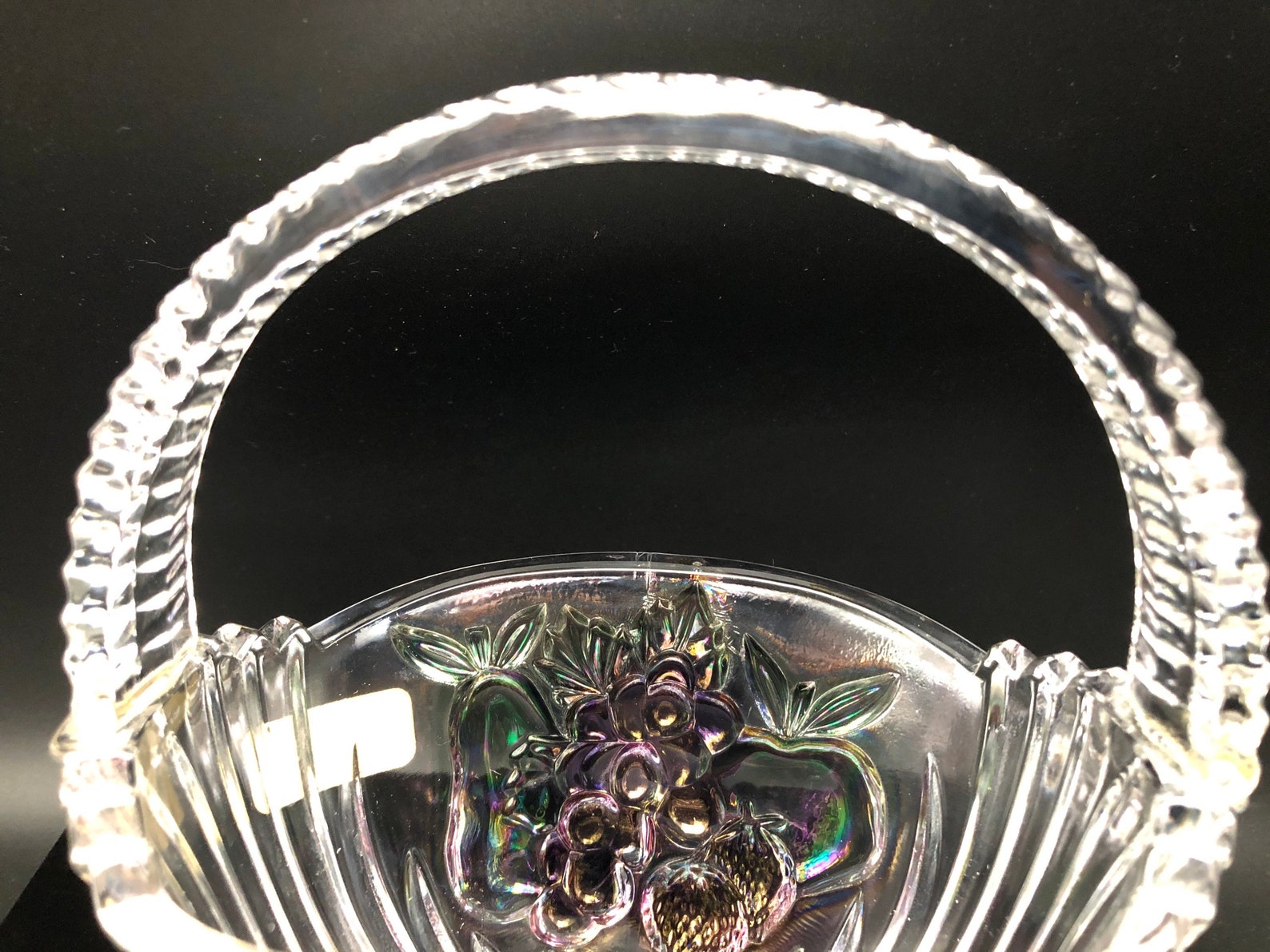 6 1/2 Tall 24 Lead Crystal Basket with Purple Grape Design Etsy