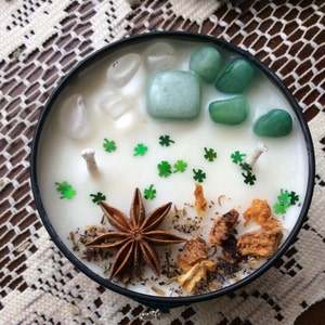 Luck of the Irish/St Patrick’s Day/Crystal Candle/Meditation/Intention/Prosperity/Manifestation