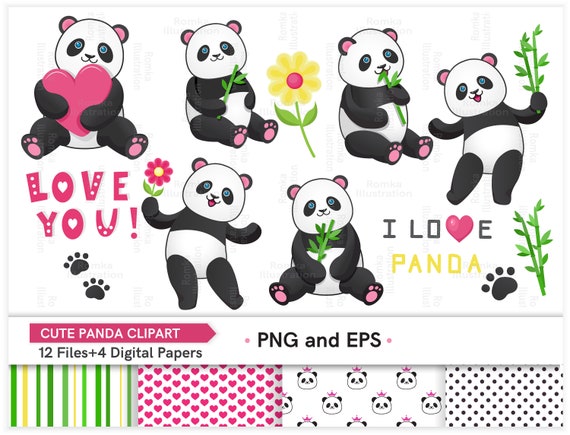 Sale 50 Digital Clipart Cute Pandas Digital Etsy