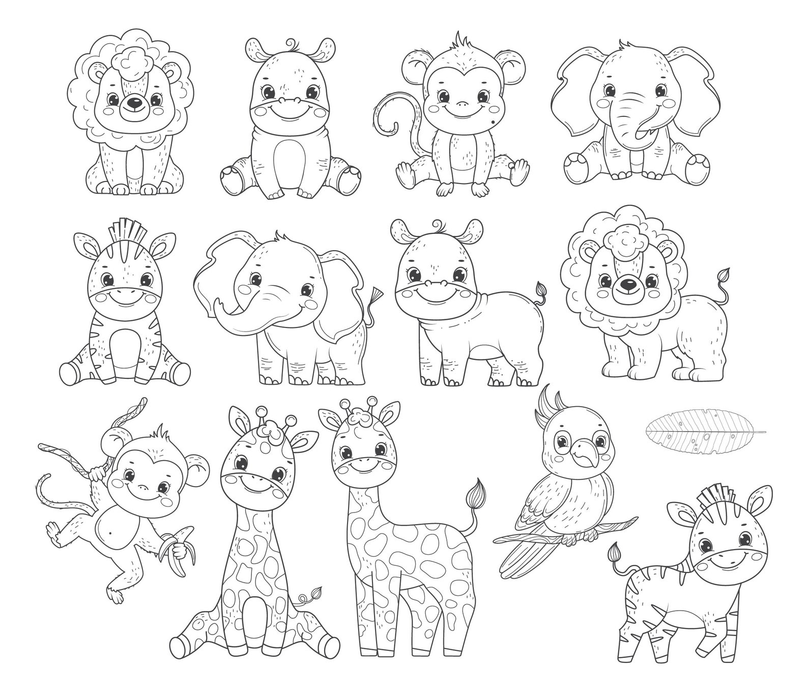 Jungle Baby Animals PNG Digital Stamps SVG Vector Clip Art | Etsy