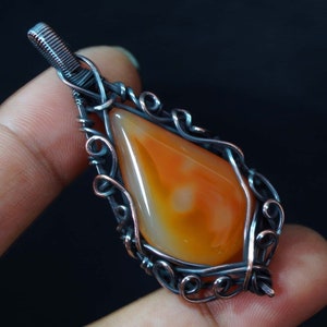 Handmade Onyx Copper Pendant Wire Wrapped Gemstone Jewelry Copper Wire Wrap Pendant Jewelry Black Copper Onyx Pendant Gift for Her Mother
