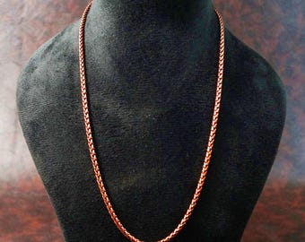 Corrente de cobre de alta qualidade (1 peça) de 50 a 75 cm. Corrente de cobre maciço feita à mão para presente. Corrente ecológica para colar com pingente.