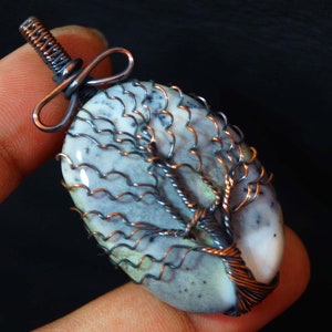 Dendritic Opal Pendant Opal Jewelry Wire Wrapped Pendant Life of Tree Pendant Copper Jewelry Opal Gemstone Jewelry Copper Handmade Jewelry
