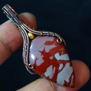 Noreena jasper cppper wire wrap pendant Wire wrapped necklaces or men Wire wrap stone jewelry Copper wire wrap pendant necklaces Boho