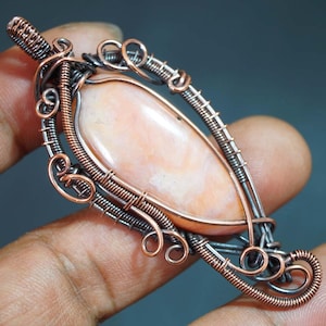 Natural Pink Opal Wire Wrap Copper Pendant Opal Pendant Wirewrapped Wire Wrap Gemstone Copper Jewelry Gift for Anniversary Unique Jewelry