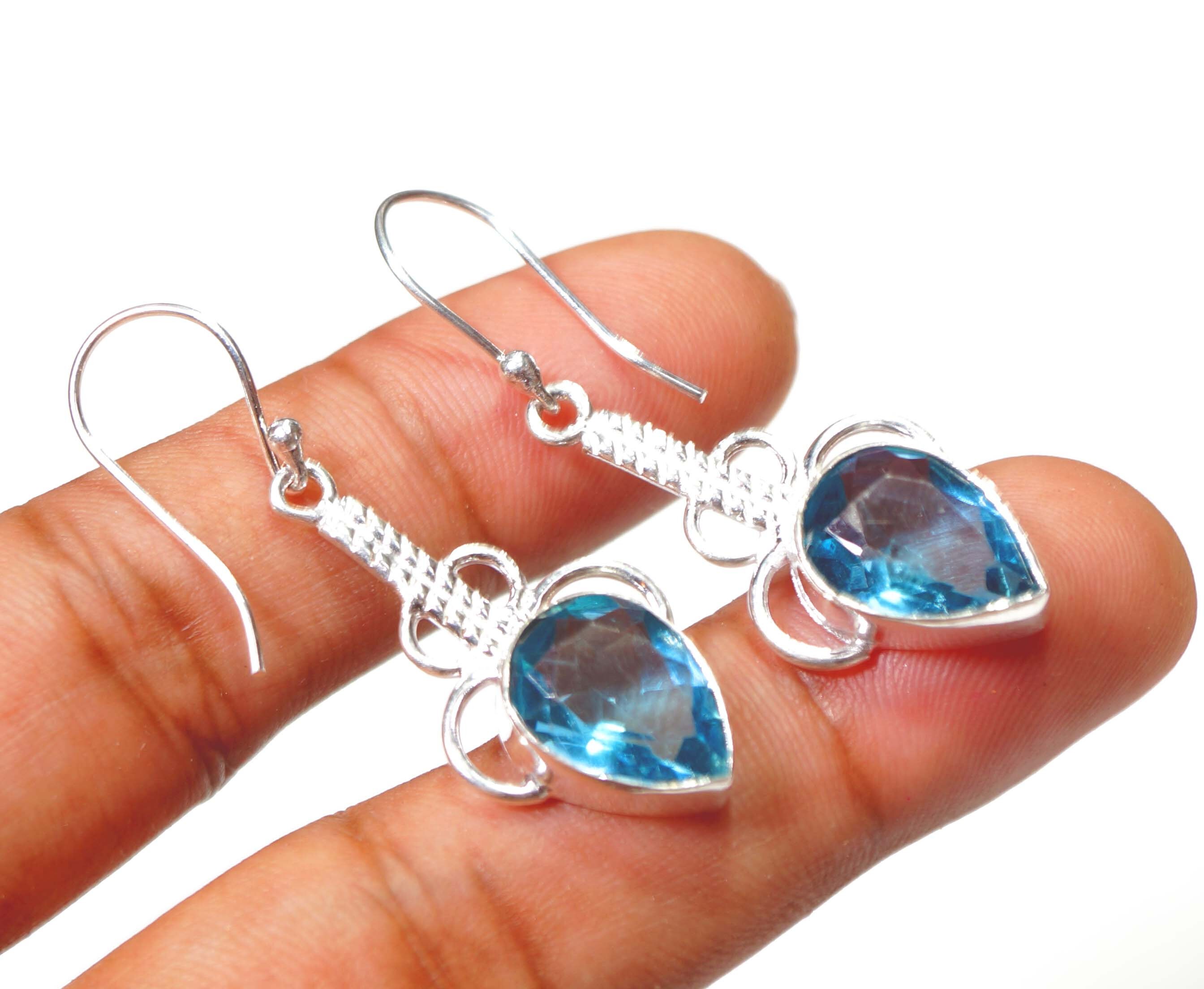 Blue Quartz Earring Handmade Earrings Women's Gifts 925 Etsy
