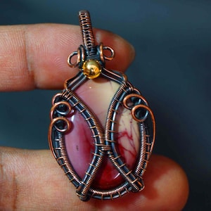 Baby Pendant Mookaite Jasper Gemstone Pendant Copper Wire Wrapped Pendant Necklace Jasper Pendant Jewelry Jasper Jewelry Gift for Her Baby