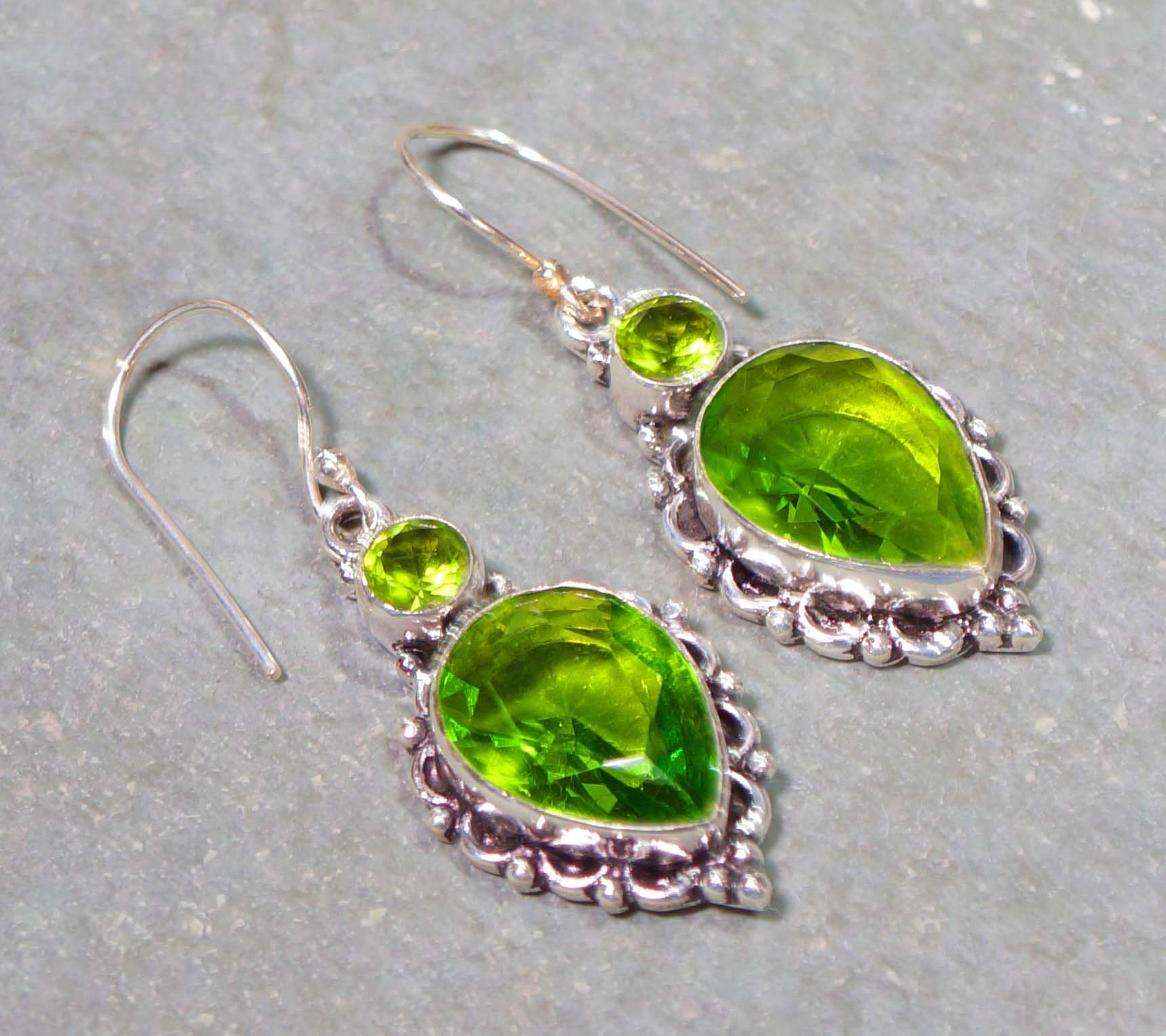 Green Quartz Earring Dangle Drop Earring 925 Silver Plated Etsy