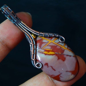 Natural Noreena Jasper Pendant Copper Wire Wrapped Handmade Pendant Jewelry Gift for Friend Wedding Jasper Gemstone Pendant Jewelry Boho