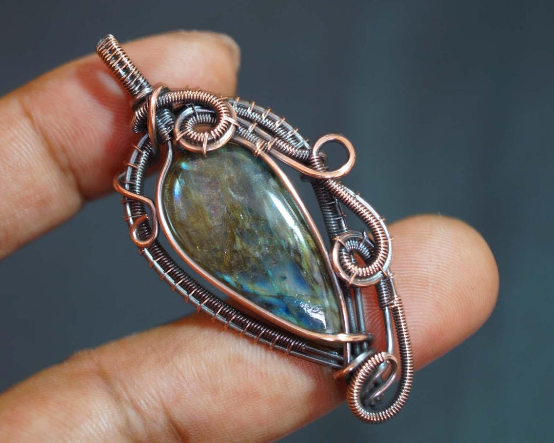 Copper Wire Wire Wrapped Labradorite Pendant Copper Wire Wrap
