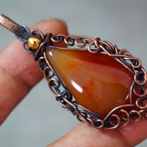 Copper Wire Wrap Pendant Red Onyx Copper Pendant Copper Wire Wrapped Handmade Pendant Necklace Jewelry Gift for Her Onyx Jewelry Boho