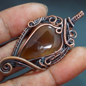 Onyx Copper Pendant Wire Wrapped Gemstone Copper Jewelry Copper Wire Wrapped Handmade Jewelry Gift for Wedding Black Copper Onyx Jewelry