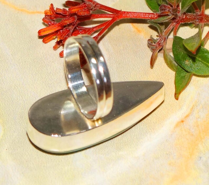 Gemstone Rings 925 Silver Plated Rings Green Onyx Ring Size US 9 Statement Rings Bohemian Rings