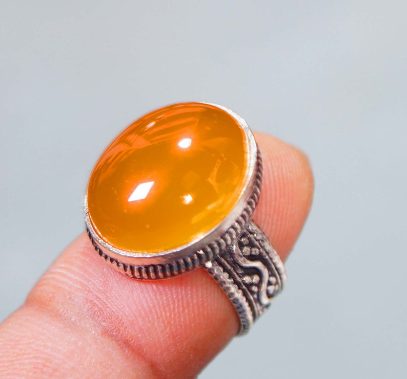 Handmade Jewelry Yellow Onyx Ring Size 5 Statement Rings Gemstone Ring 925 Silver Plated Jewelry