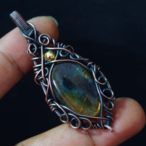 Labradorite Copper Pendant Copper Wire Wrapped Gemstone Pendant Unique Copper Pendnat Jewelry Gift For Her Mother Labradorite Jewellery