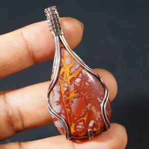 Noreena  Jasper Copper Pendant  Copper Wire Wrapped Handmade Jasper Jewelry Wire Wrap Gemstone Pendant Gift for Her Birthday Unique Jewelry