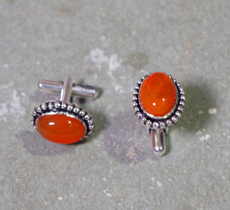 Designer Cufflink Men gift jewelry 925 Silver Overlay Jewelry Red Onyx Cufflink 1814 mm