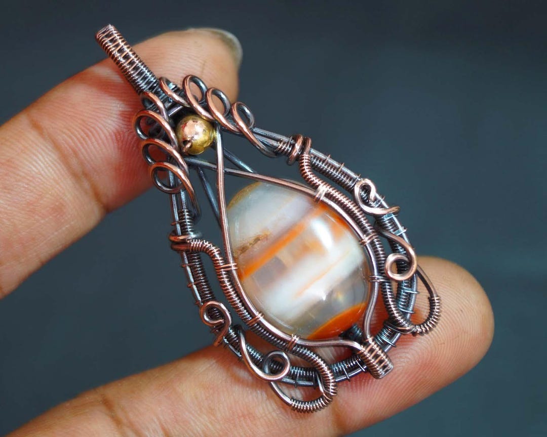 Wire Wrap Red Stone Pendant Copper Wire Wrapped Gemstone Necklace Wire ...