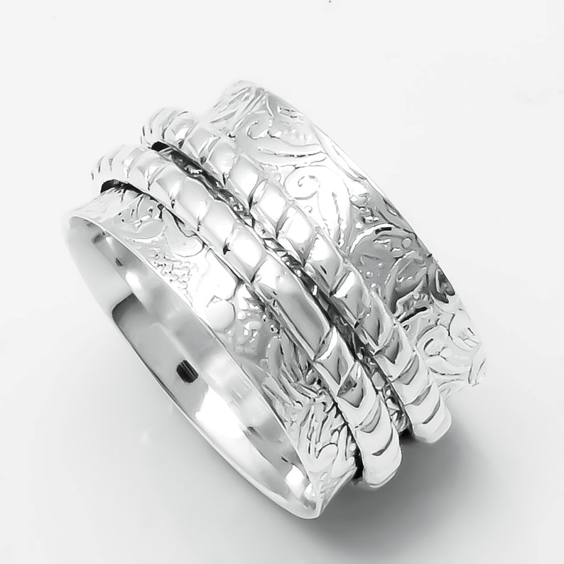 Good Quality Solid 925 Sterling Silver Wide Band Spinner Ring Jewelry Handmade All US Size Free Shipping