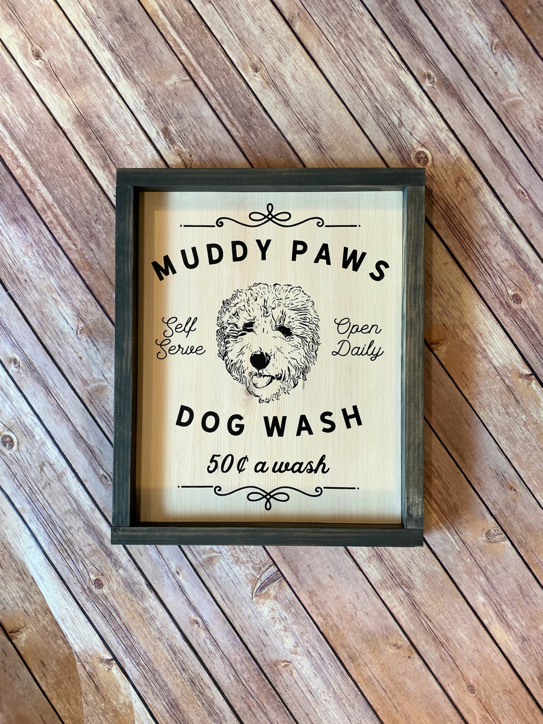 Dog Lover Gift Idea, Muddy Paws Dog Wash Sign, Cockapoo Wall Art