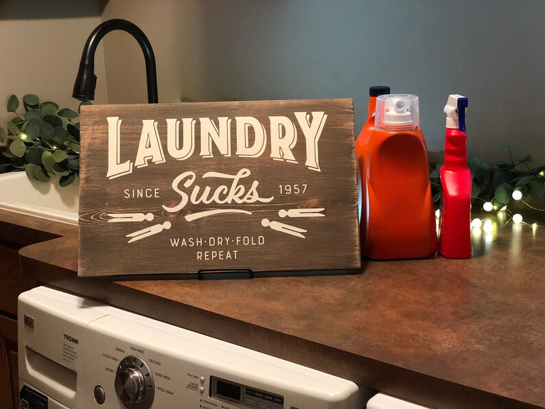 Funny Laundry Sign Realtor Closing gift Laundry Sucks Wood Sign Farmhouse style Laundry Room Sign Laundry Room Decor Housewarming Gift