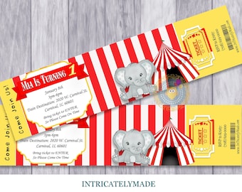Circus Ticket Invitation: Carnival Birthday Party (Digital or Printed) | Carnival | Circus | Circus Baby | Circus Tent