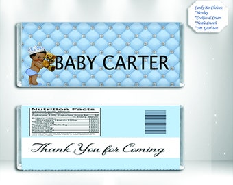 Teddy Bear Baby Shower Candy Bar Wrapper - Candy Bar Labels -  Its A Boy - Boy Baby Shower - Baby Shower Favors