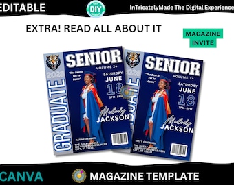 Modèle de magazine de remise des diplômes | Couverture de magazine de fin d'études | Faire-part de couverture de magazine de fin d'études | Faire-part de remise des diplômes