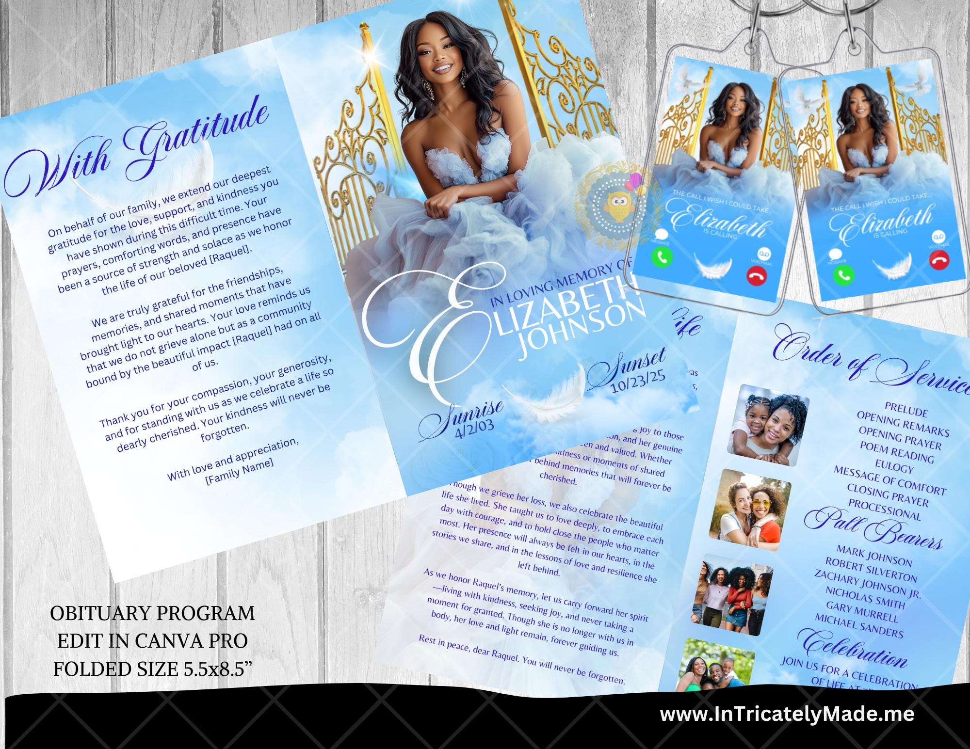 Obituary Template | Memorial program | Celebration of Life |Keepsake |Digital Download |Canva Template