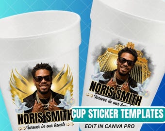 Memorial Gifts | In Loving Memory Design Canva Editable | Styrofoam Cup Sticker Template Bundle | Shot Glass Sticker Design
