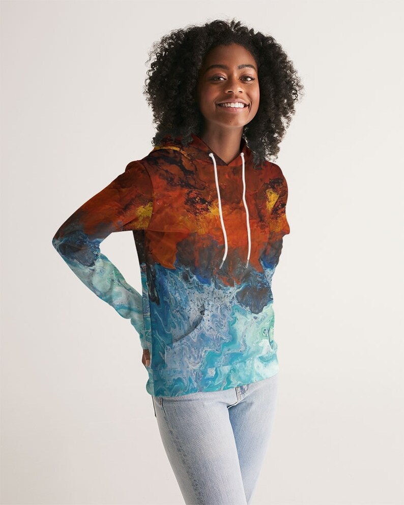 Women/'s Hoodie Volcano Waterfall
