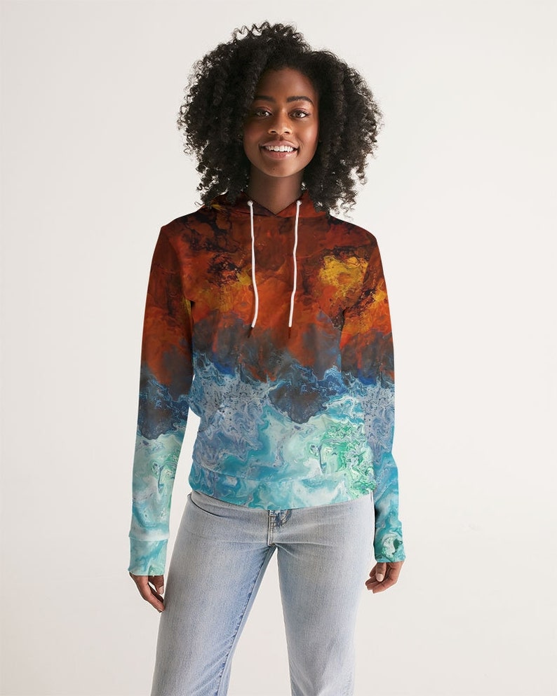 Women/'s Hoodie Volcano Waterfall